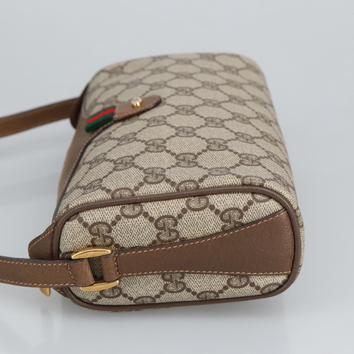 GUCCI GG Supreme Web Sherry Line Shoulder Bag PVC Beige 89 02 018 98792