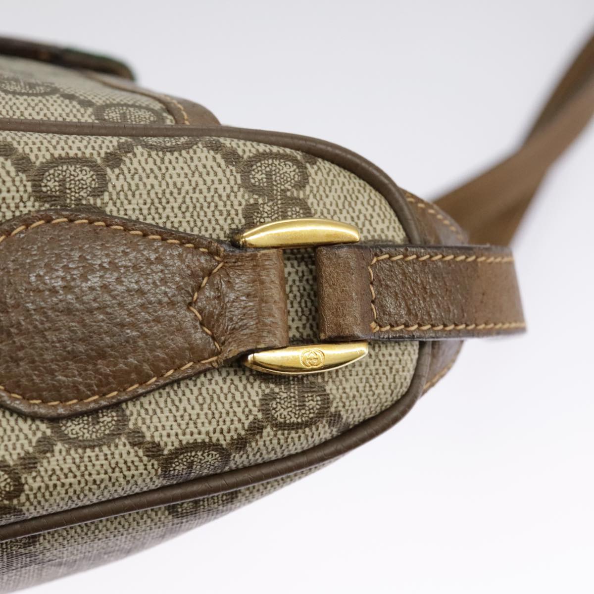 GUCCI GG Supreme Web Sherry Line Shoulder Bag PVC Beige 89 02 032 98837
