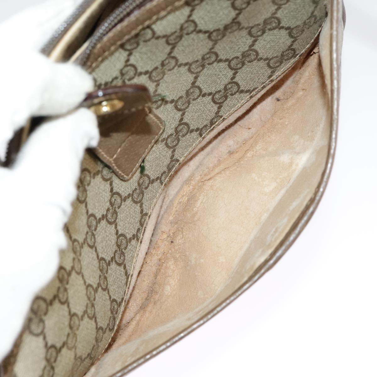 GUCCI GG Supreme Web Sherry Line Shoulder Bag PVC Beige 89 02 032 98837