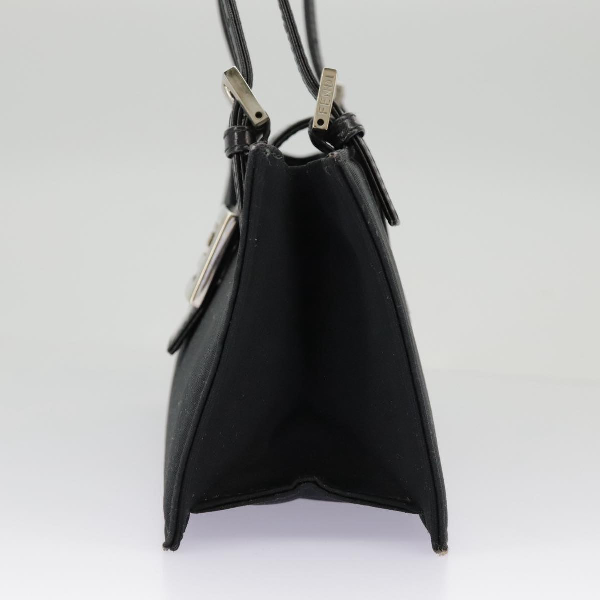 FENDI Mamma Baguette Shoulder Bag Nylon Black Silver 98843