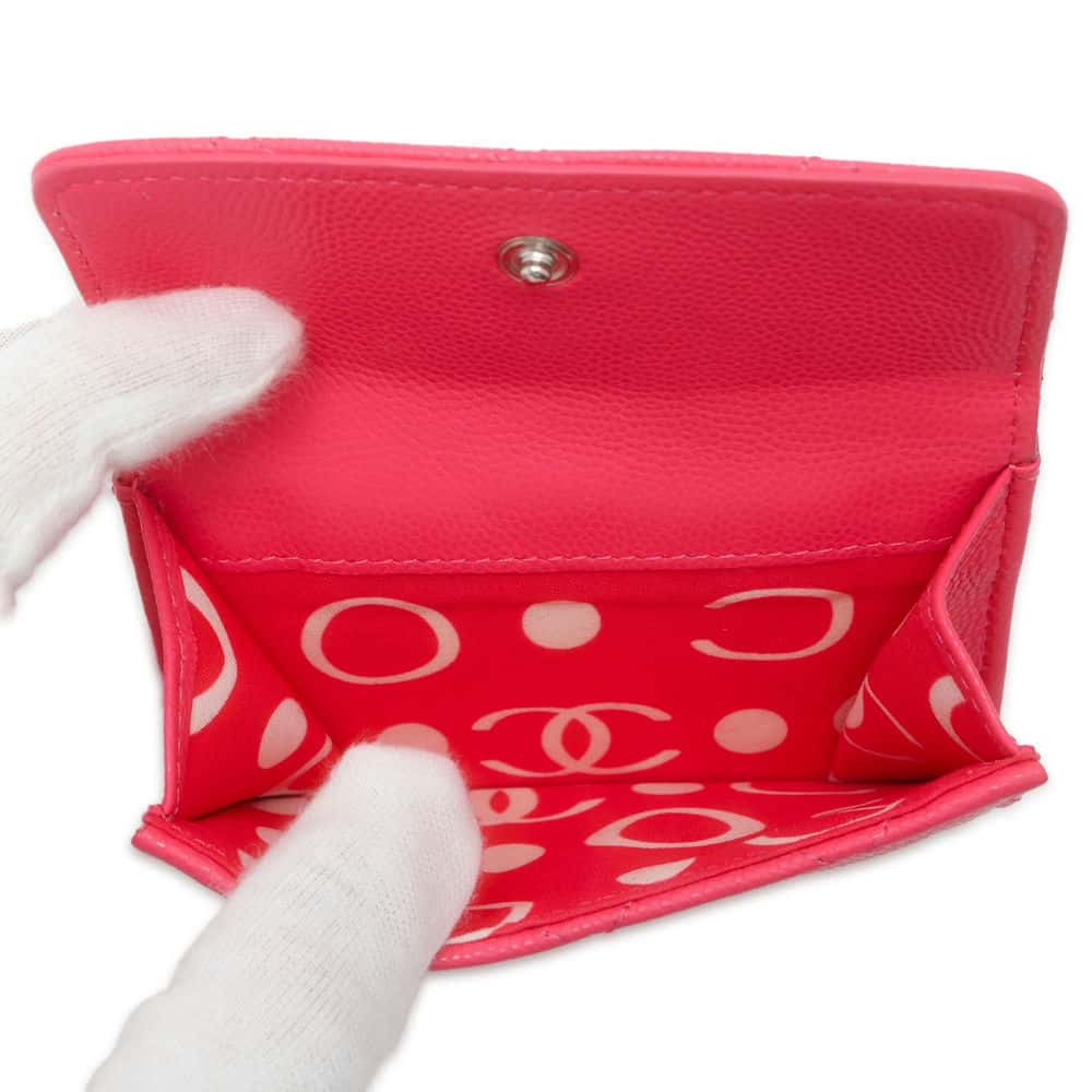CHANEL CC Logo Small Flap Wallet PinkAP3827 Caviar Leather