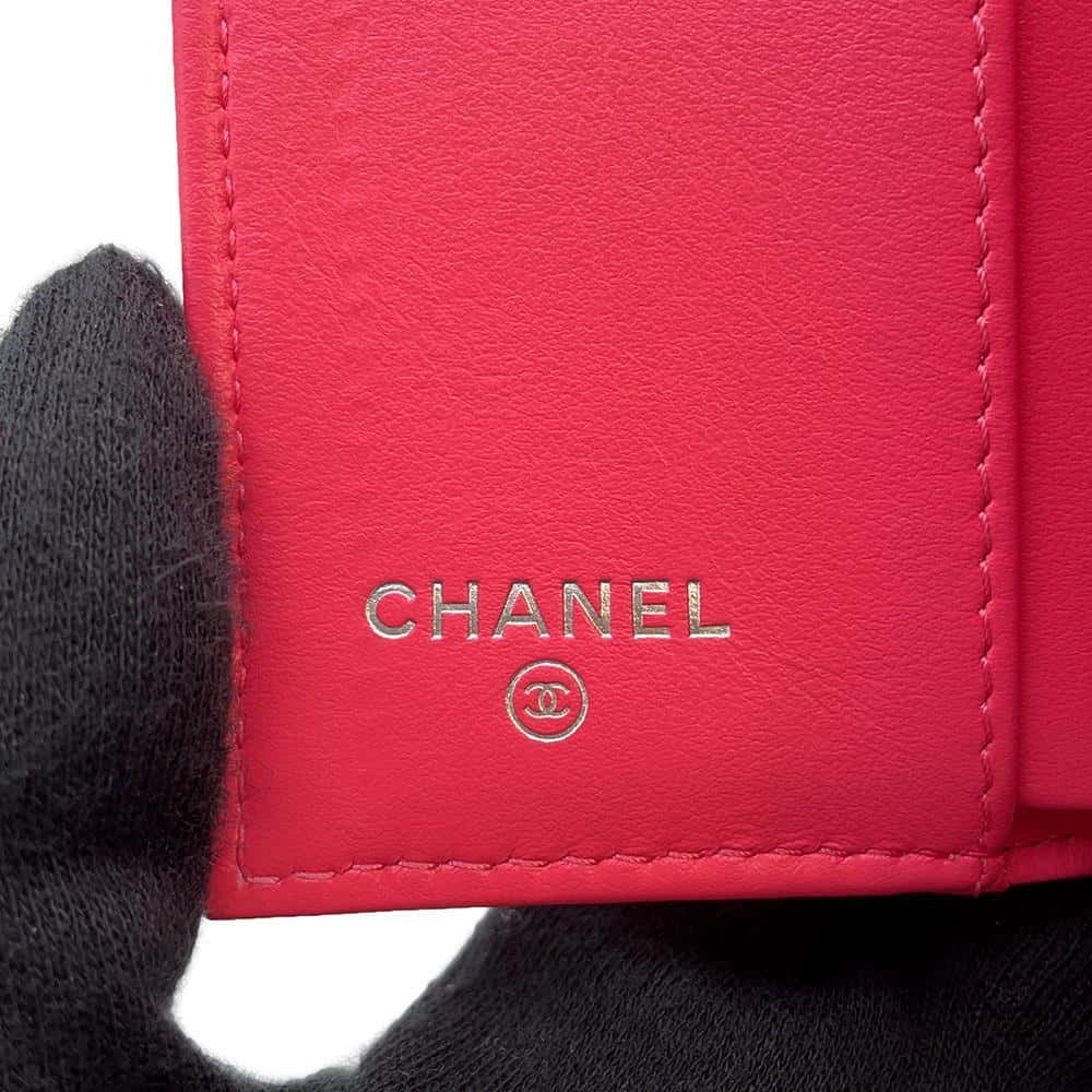 CHANEL CC Logo Small Flap Wallet PinkAP3827 Caviar Leather