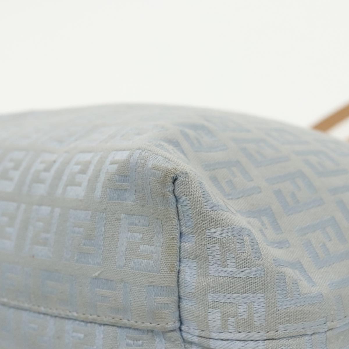 FENDI Zucchino Canvas Tote Bag Light Blue Silver 98887
