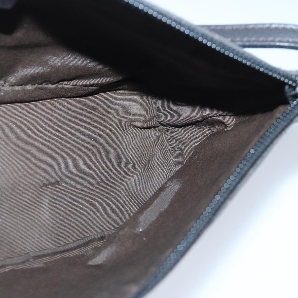 GUCCI GG Canvas Pouch Brown Silver 07198 98923
