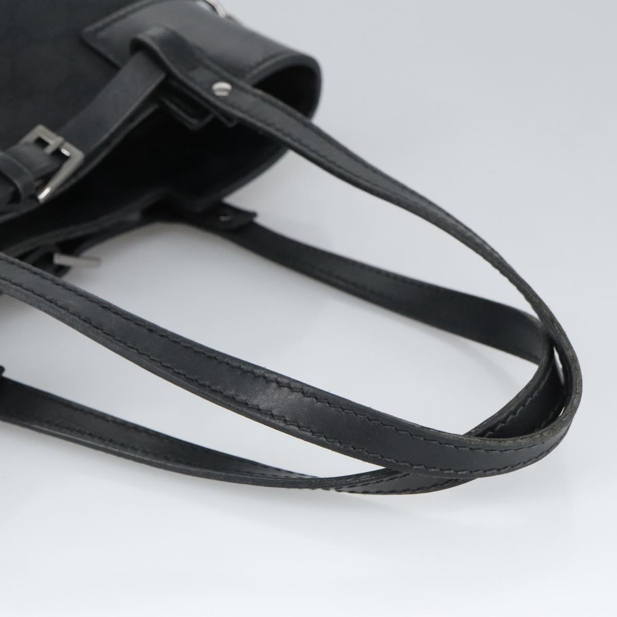GUCCI GG Canvas Tote Bag Black Silver 107757 98925