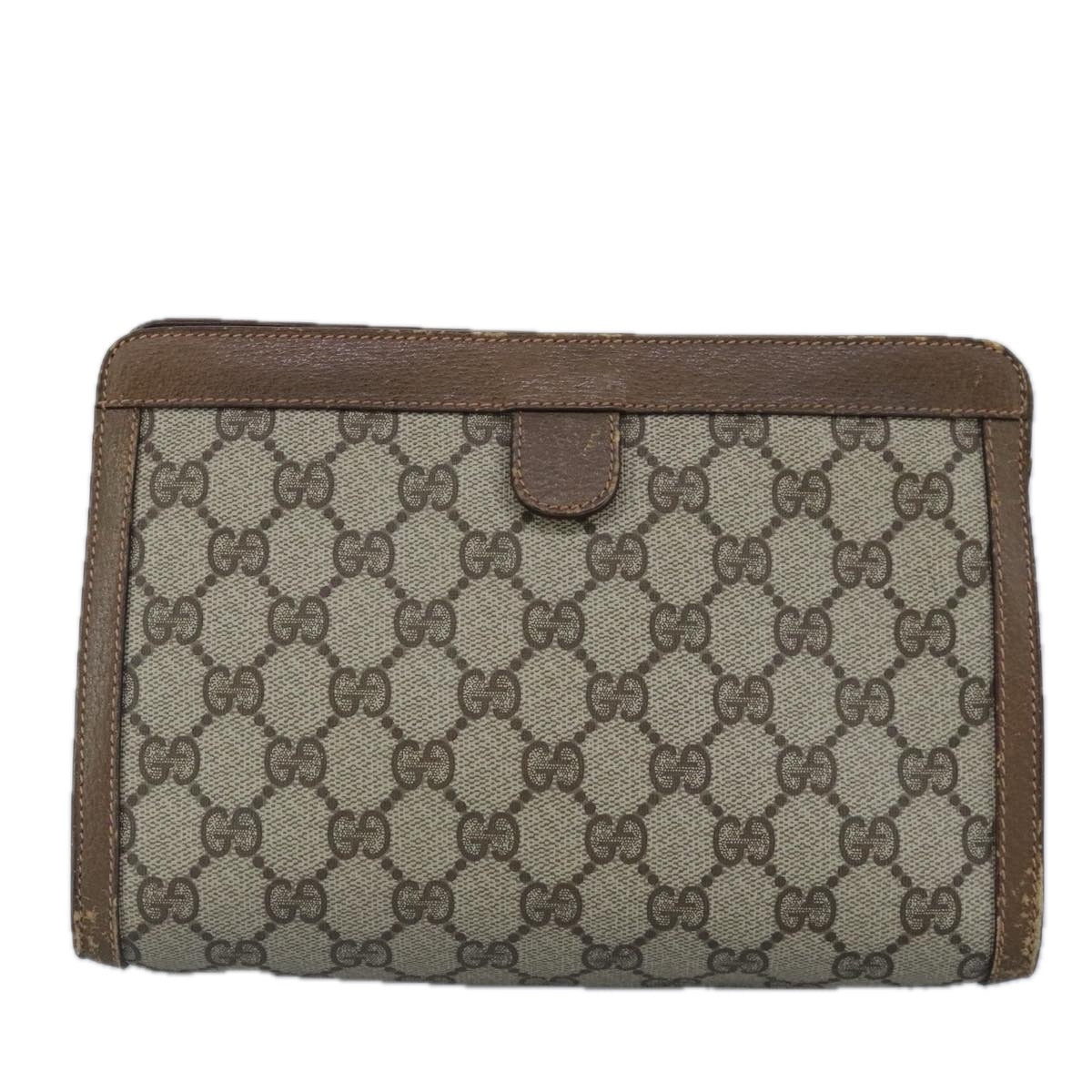 GUCCI GG Supreme Web Sherry Line Clutch Bag PVC Beige Red 98953
