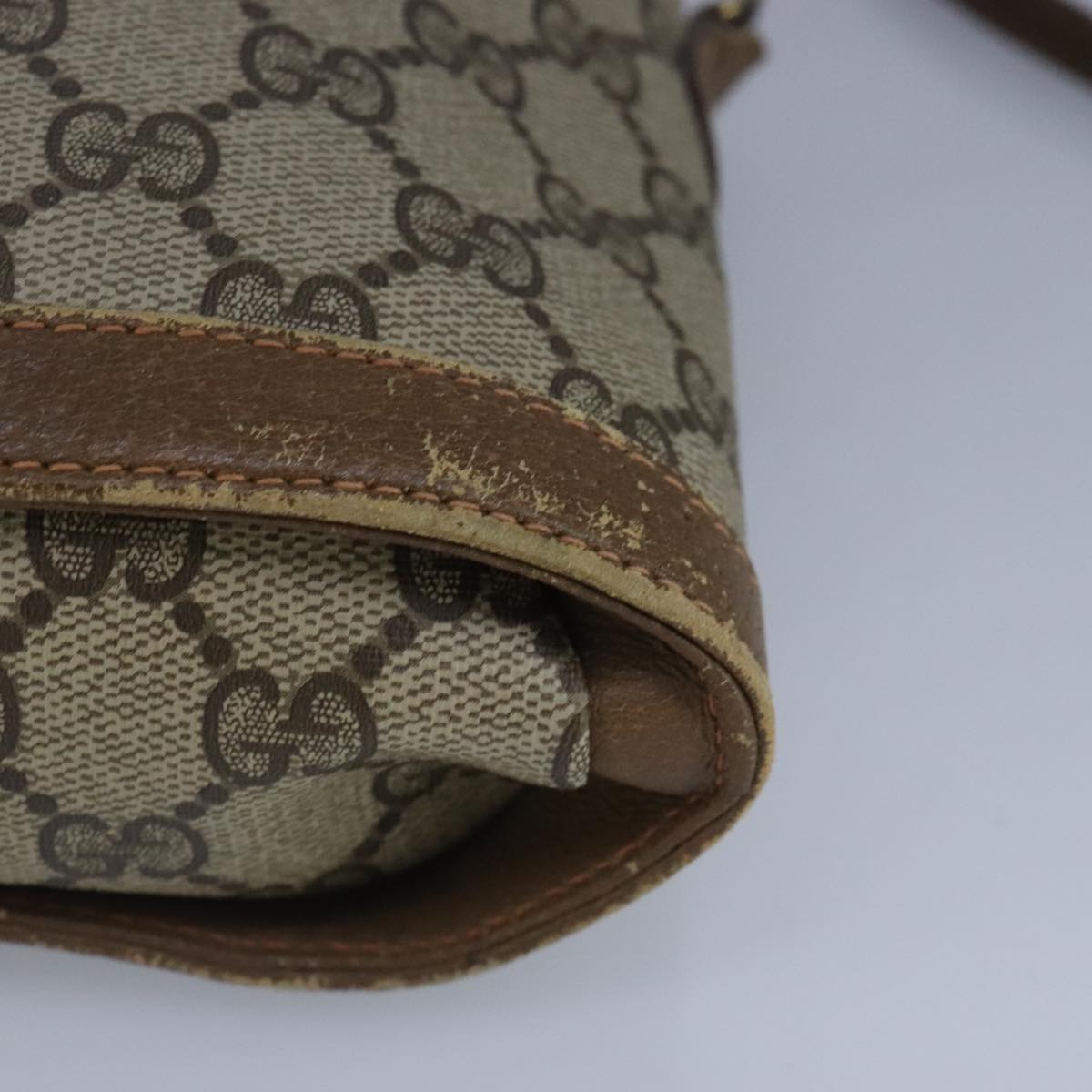 GUCCI GG Supreme Web Sherry Line Shoulder Bag PVC Beige Red 98956