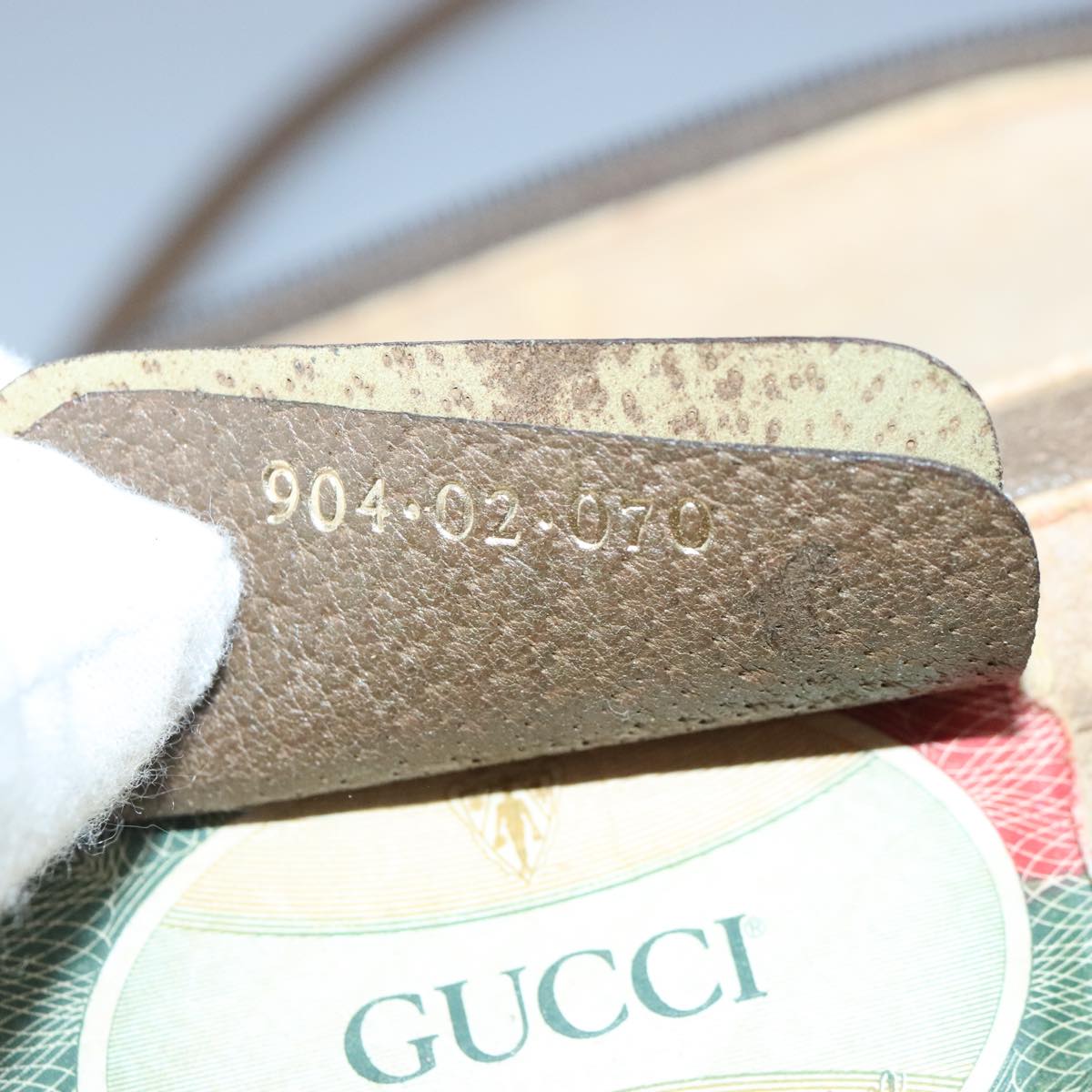 GUCCI GG Supreme Web Sherry Line Shoulder Bag PVC Beige Red 98956