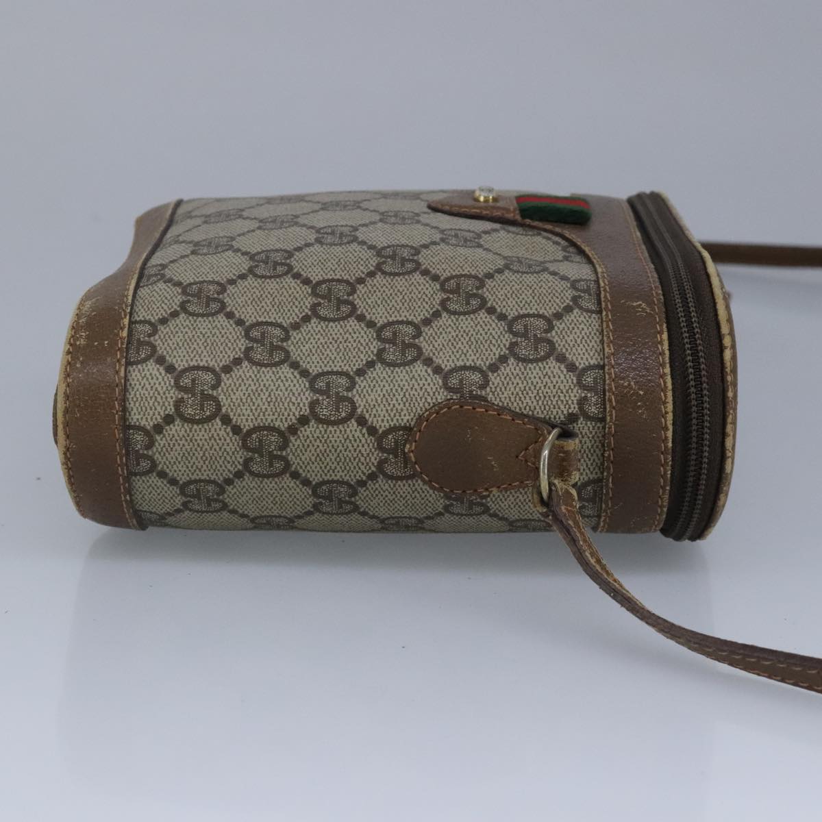 GUCCI GG Supreme Web Sherry Line Shoulder Bag PVC Beige Red 98956