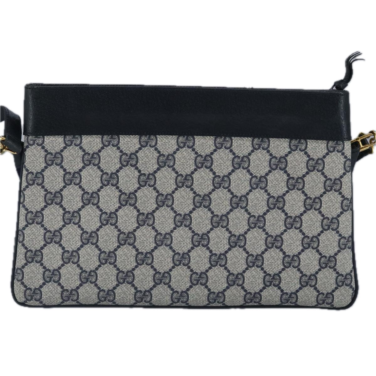 GUCCI GG Supreme Sherry Line Shoulder Bag PVC Navy Gold 98968
