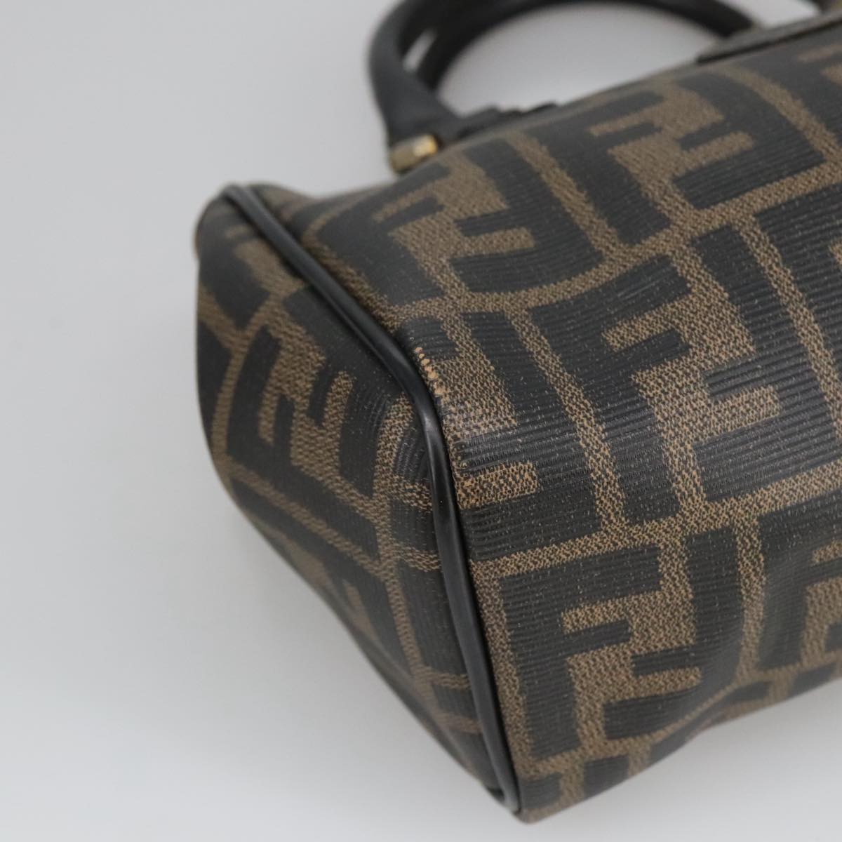 FENDI Zucca Canvas Hand Bag Brown Black 98983