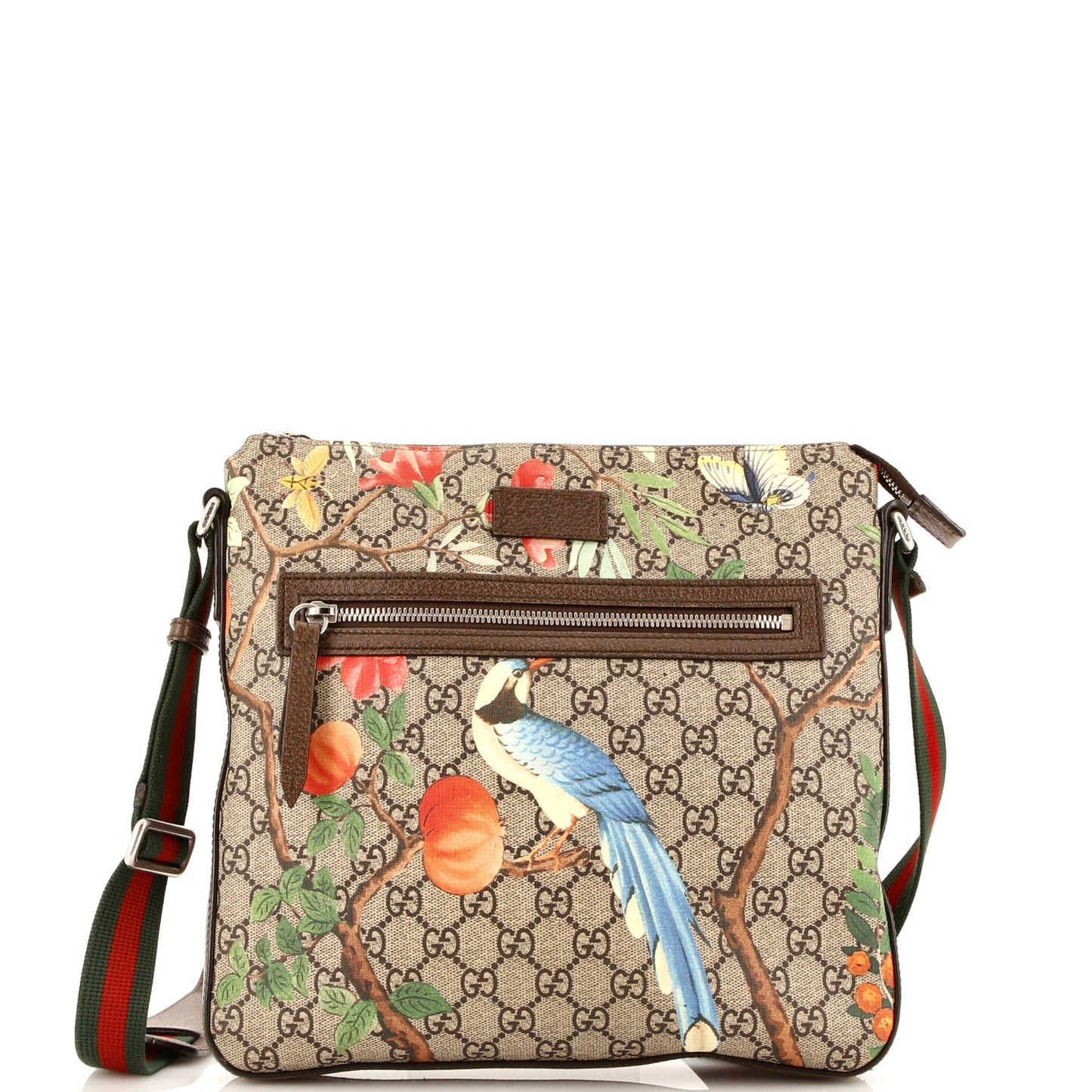 Front Zip Messenger Tian Print GG Coated Canvas Medium