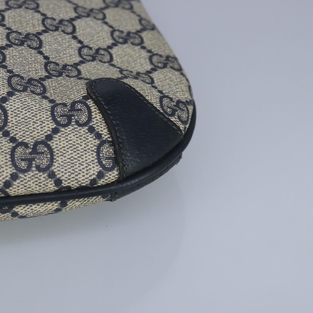GUCCI GG Supreme Sherry Line Shoulder Bag PVC Navy Gold 99028