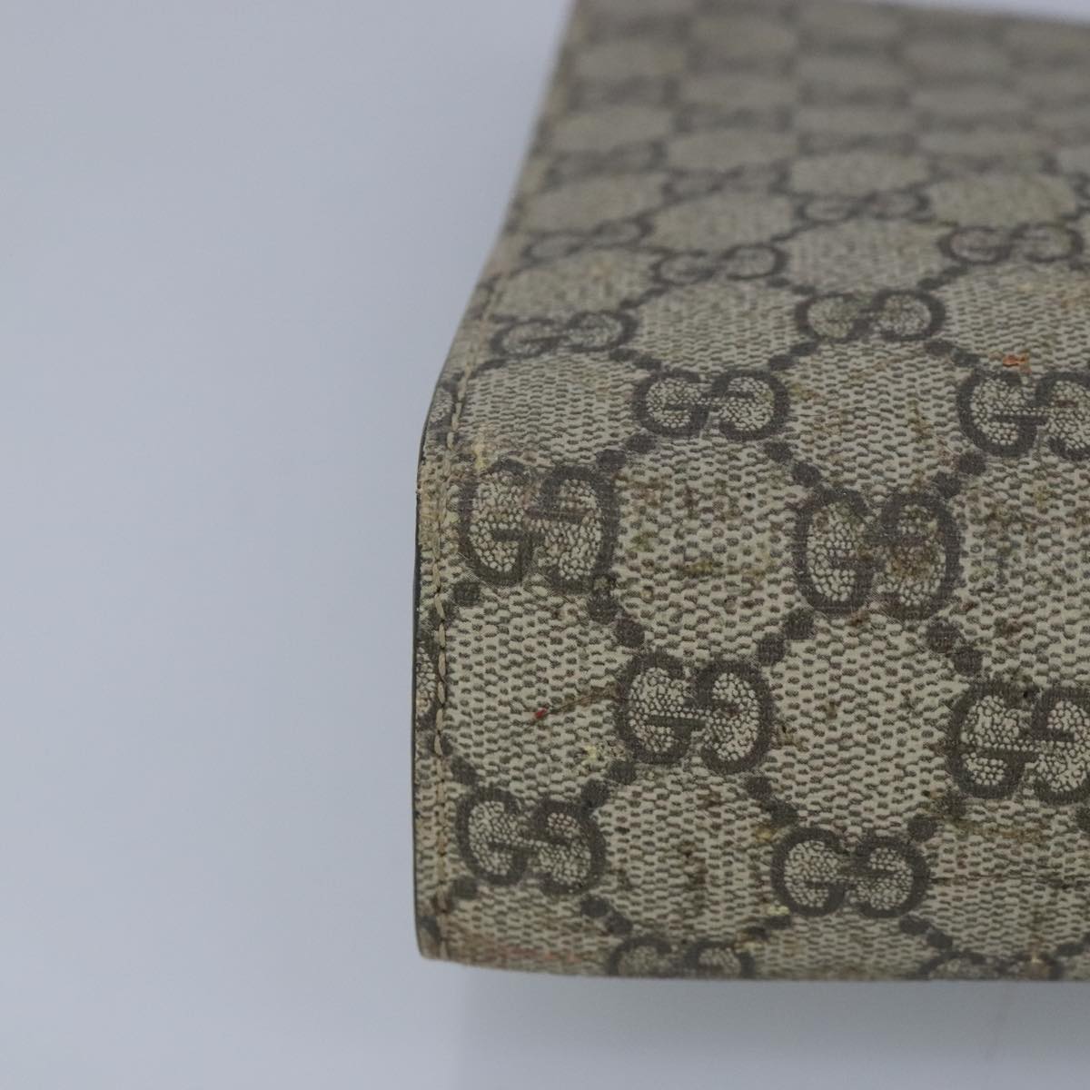 GUCCI GG Supreme Web Sherry Line Clutch Bag PVC Beige Red 99029
