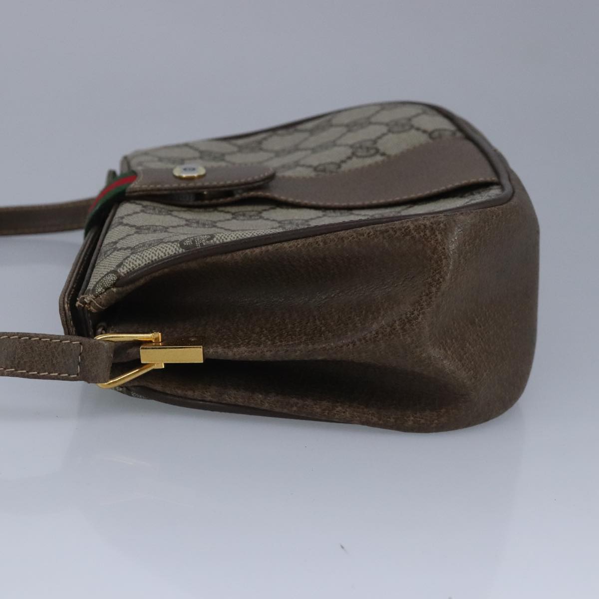 GUCCI GG Supreme Web Sherry Line Shoulder Bag PVC Beige Red 99030