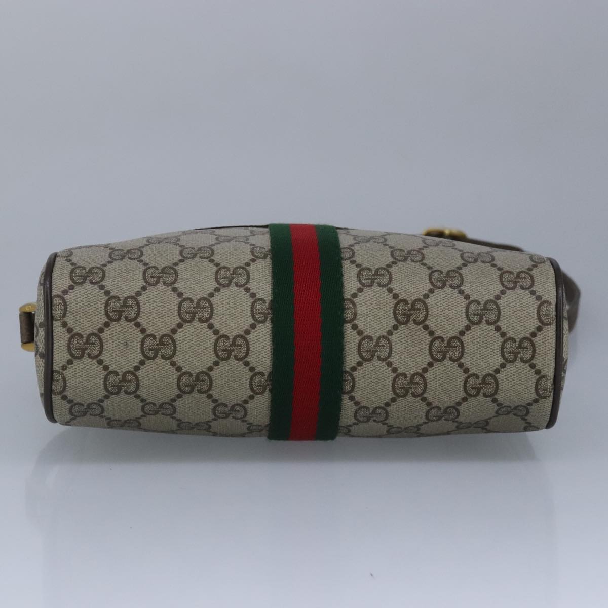GUCCI GG Supreme Web Sherry Line Shoulder Bag PVC Beige Red 99032