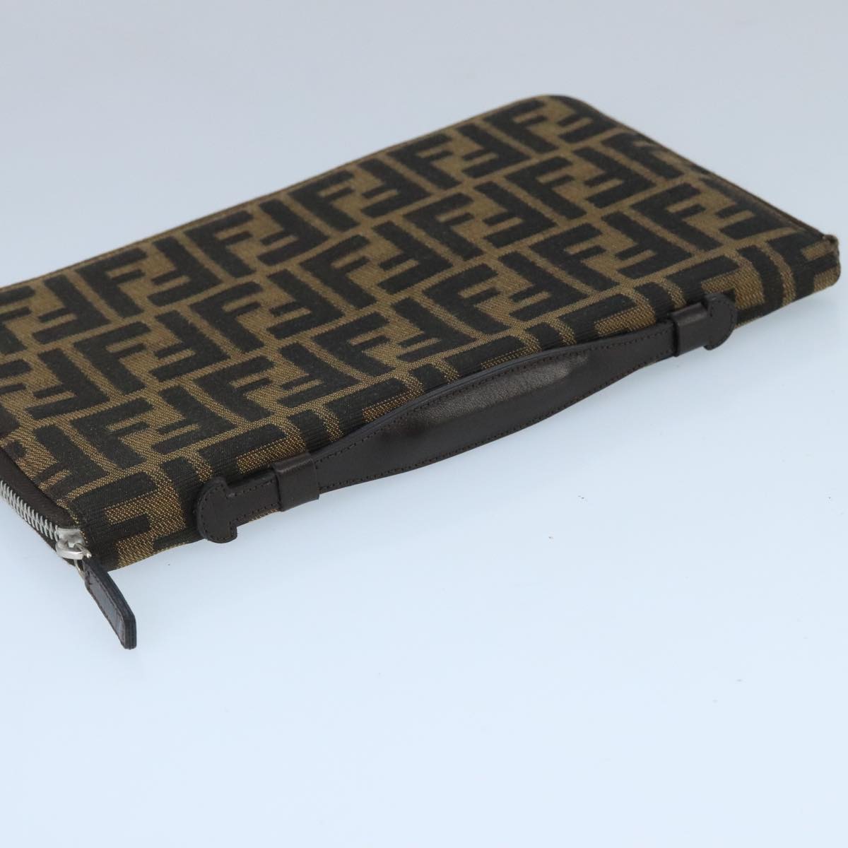 FENDI Zucca Canvas Travel Pouch Brown Black gold 99040