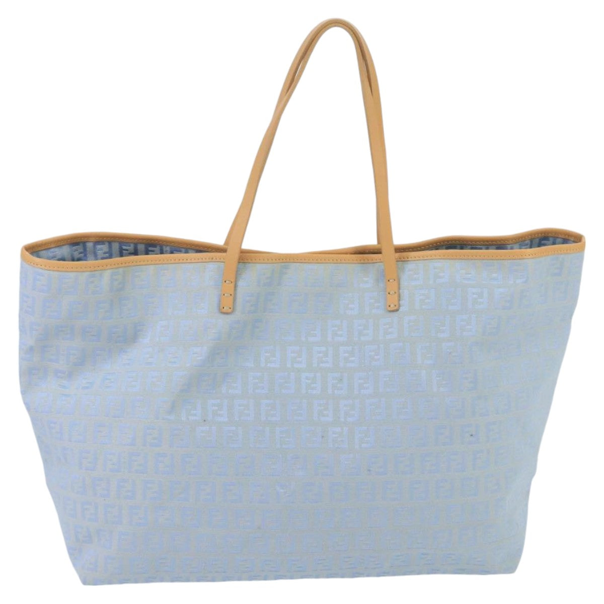 FENDI Zucchino Canvas Tote Bag Blue Silver 99135