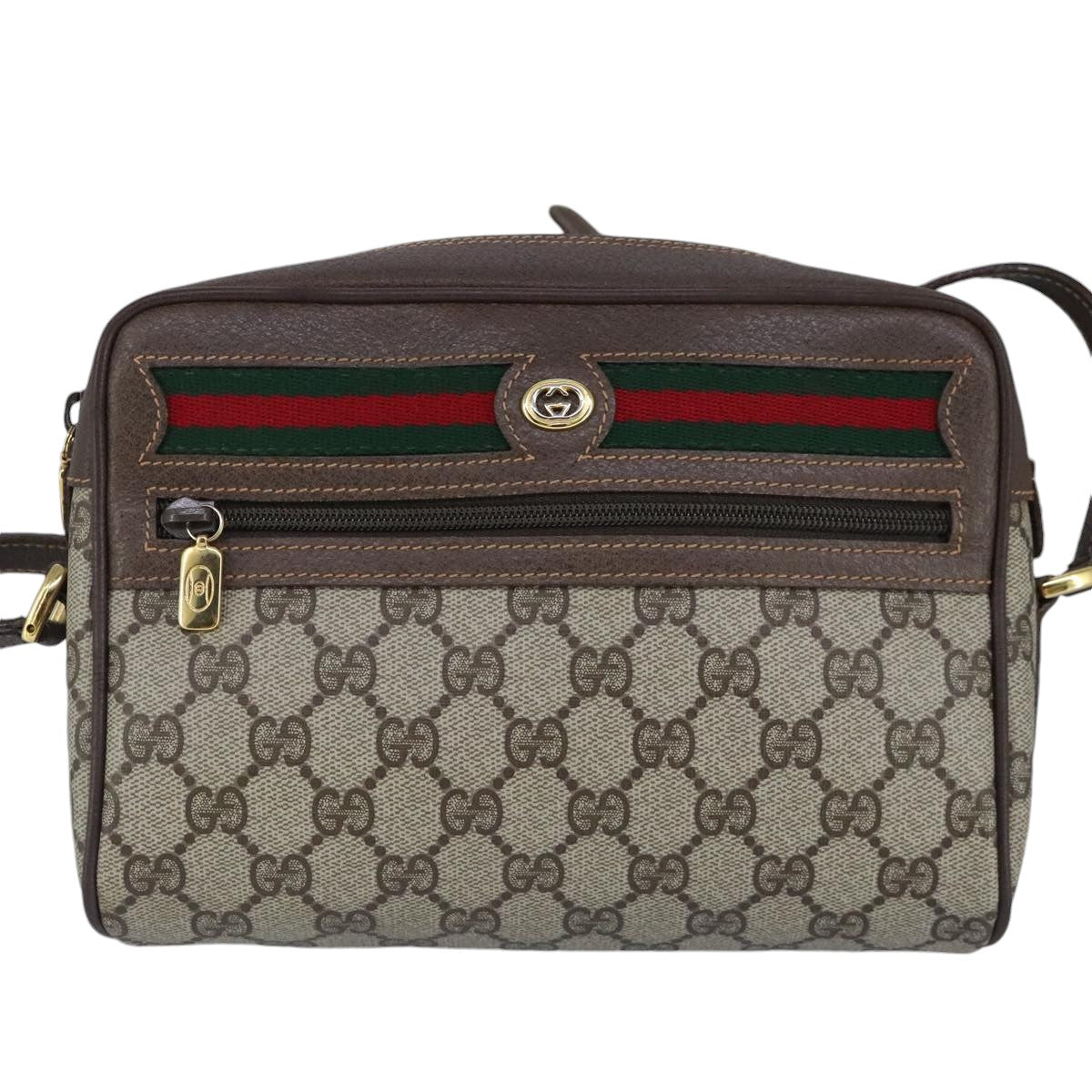 GUCCI GG Supreme Web Sherry Line Shoulder Bag PVC Beige Red 99136
