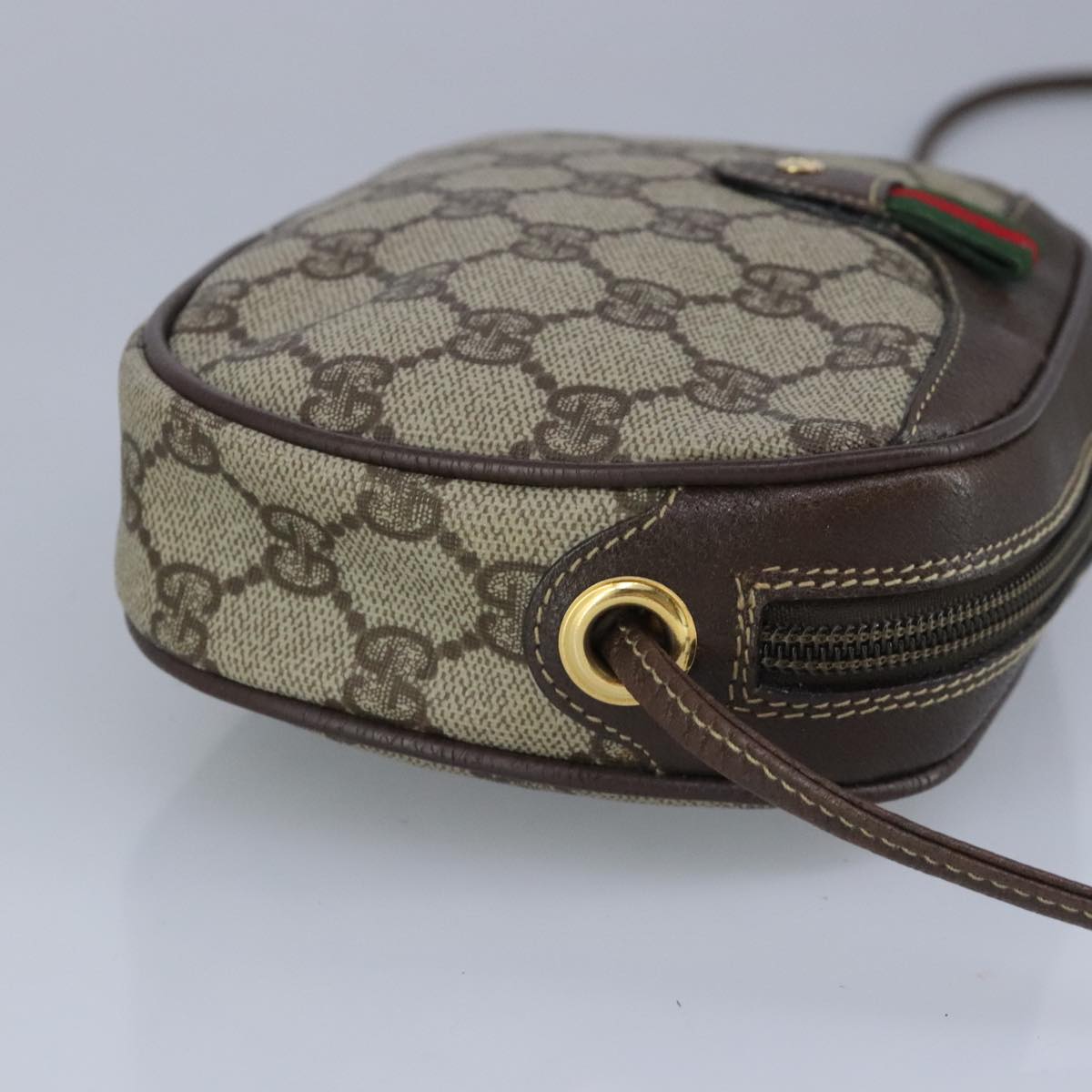 GUCCI GG Supreme Web Sherry Line Shoulder Bag PVC Beige Red 99139