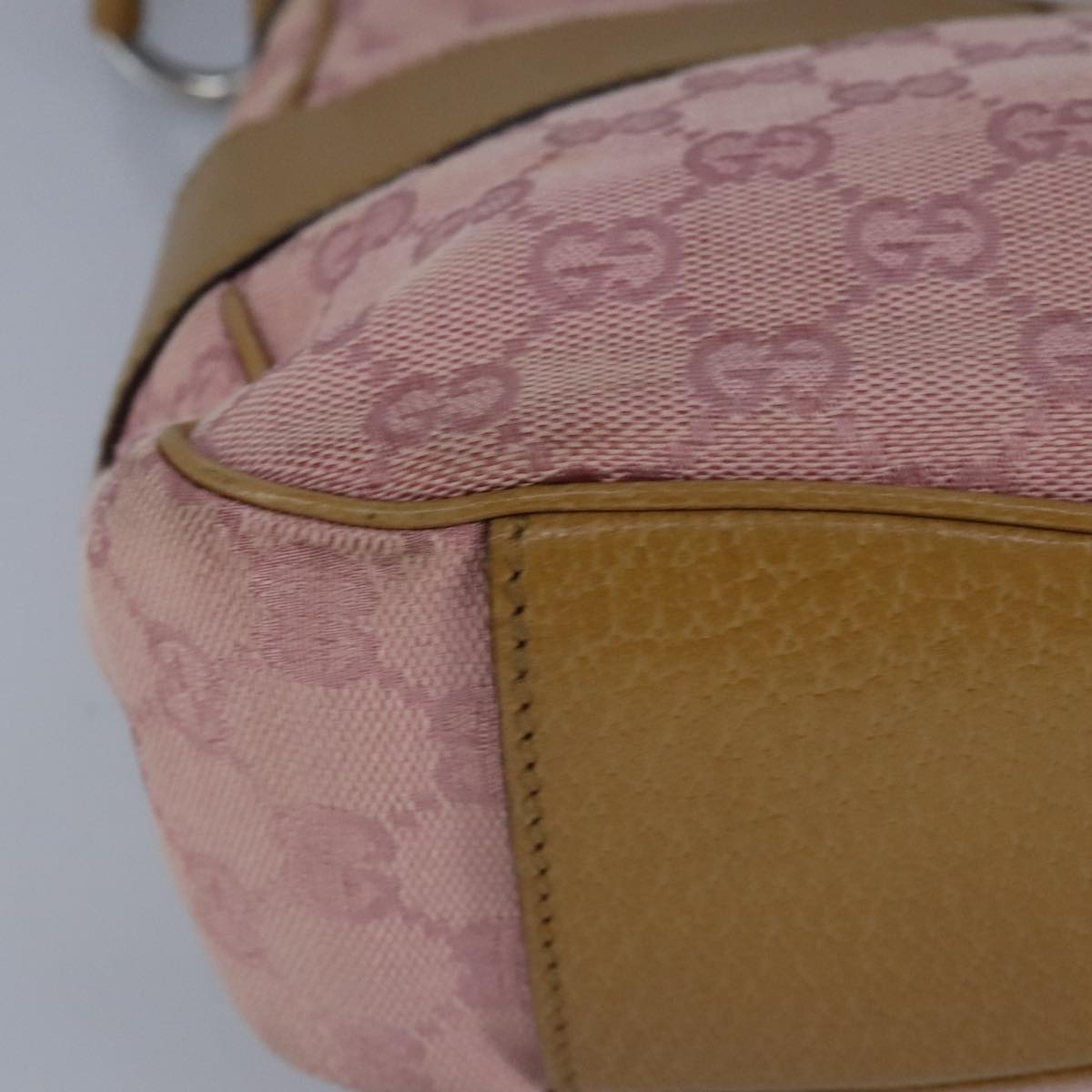 GUCCI GG Canvas Shoulder Bag Pink Beige 113012 99144