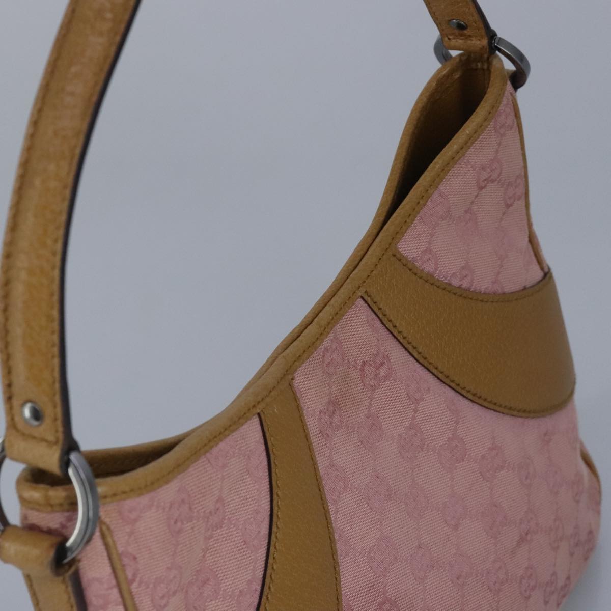 GUCCI GG Canvas Shoulder Bag Pink Beige 113012 99144
