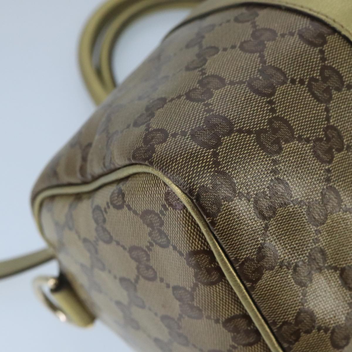 GUCCI GG Crystal Hand Bag 2way Beige Gold 203696 99145