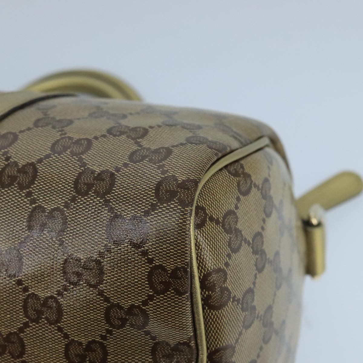 GUCCI GG Crystal Hand Bag 2way Beige Gold 203696 99145