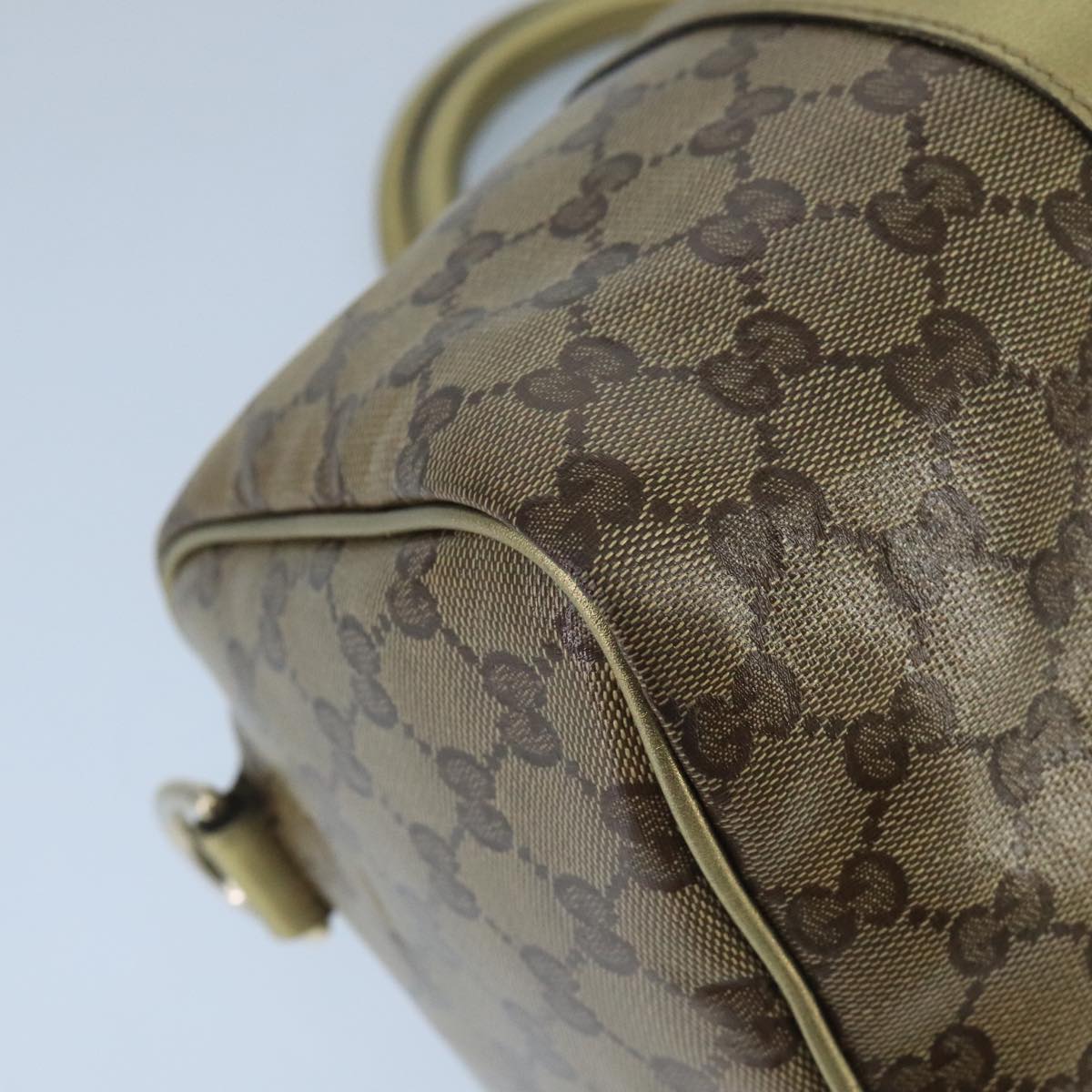 GUCCI GG Crystal Hand Bag 2way Beige Gold 203696 99145