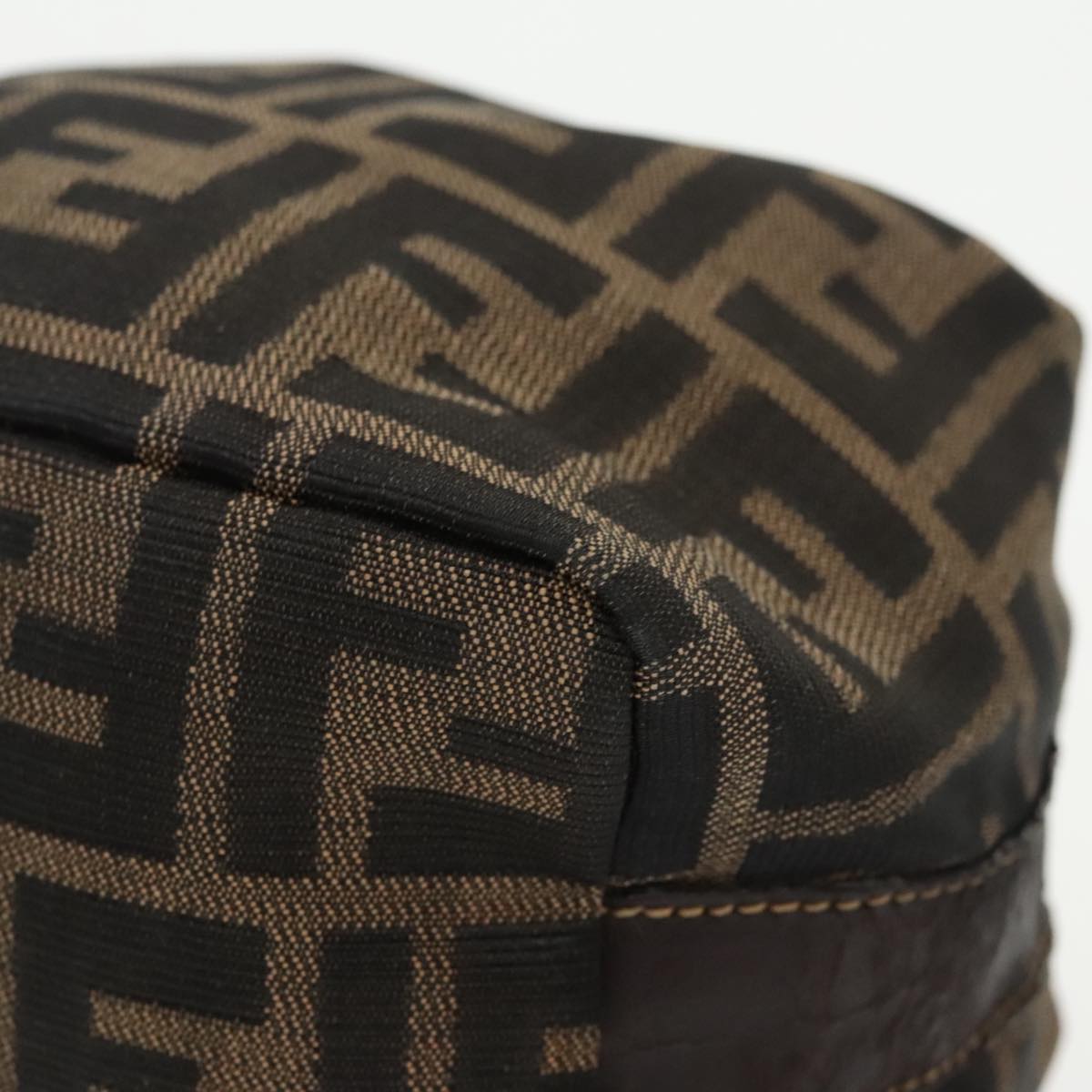 FENDI Zucca Canvas Vanity Pouch Brown Black gold 99147