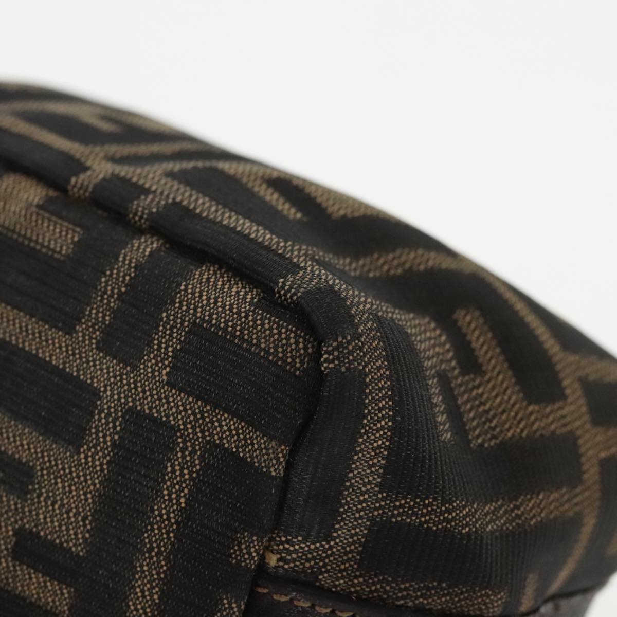 FENDI Zucca Canvas Vanity Pouch Brown Black gold 99147