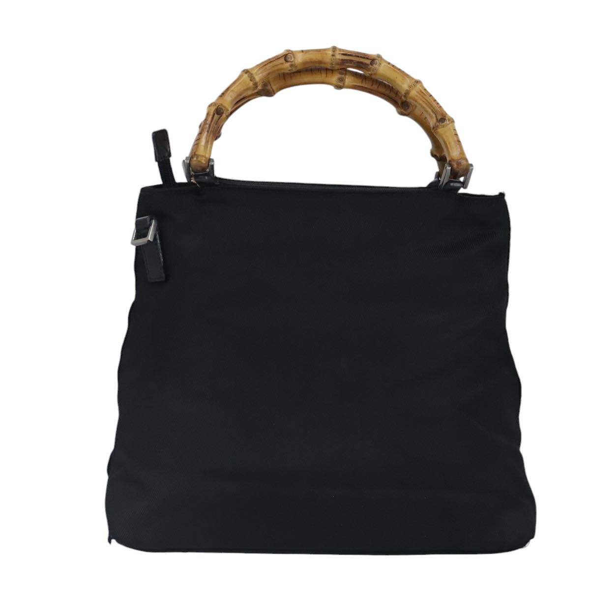 GUCCI Bamboo Hand Bag Nylon 2way Black Silver 99165