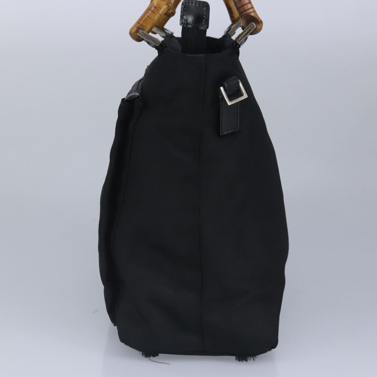 GUCCI Bamboo Hand Bag Nylon 2way Black Silver 99165