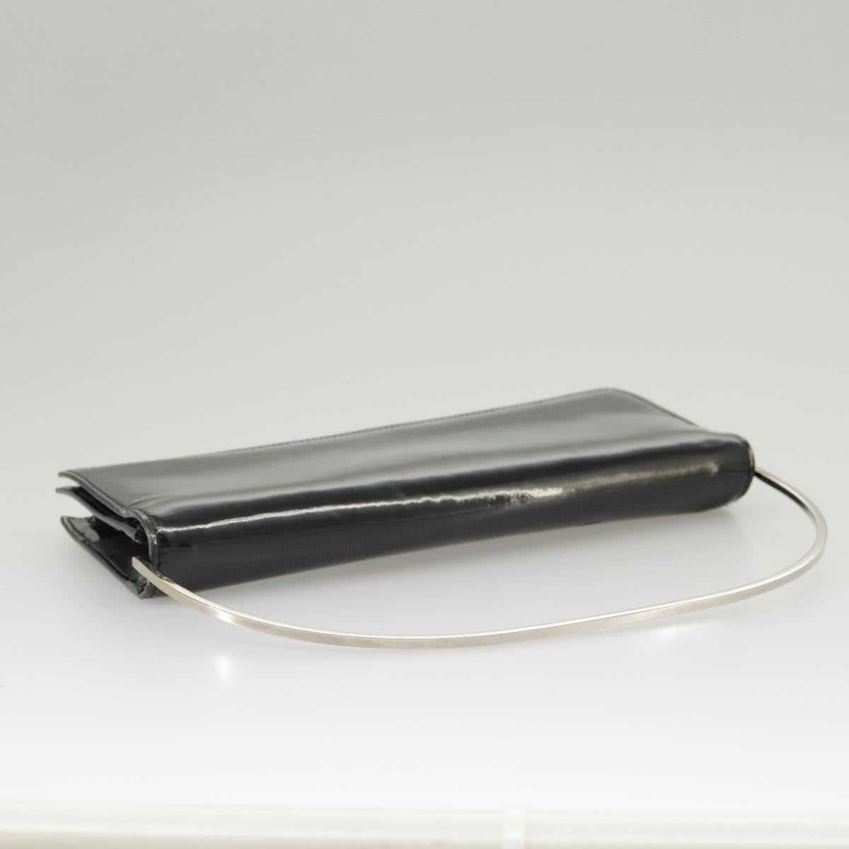 GUCCI Hand Bag Enamel Black Silver 99304