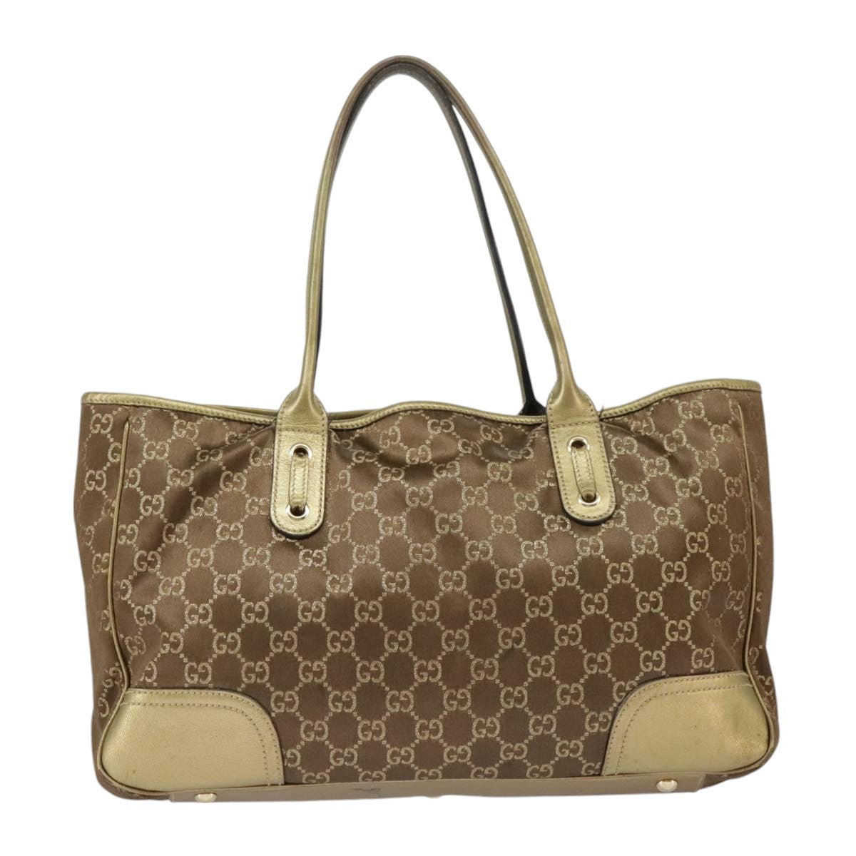 GUCCI GG Canvas Shoulder Bag Brown Gold 163805 99348