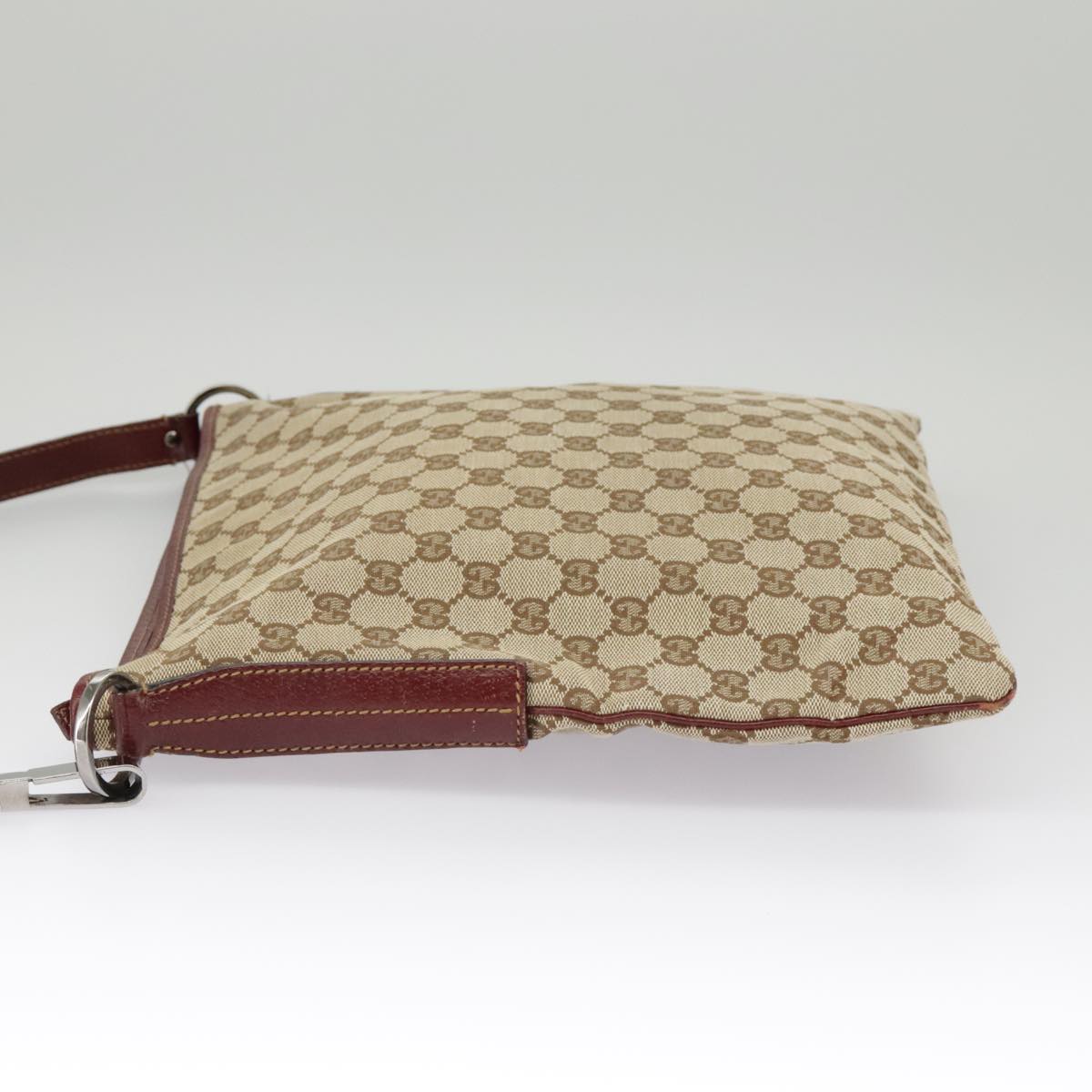 GUCCI GG Canvas Shoulder Bag Beige Silver 113013 99358