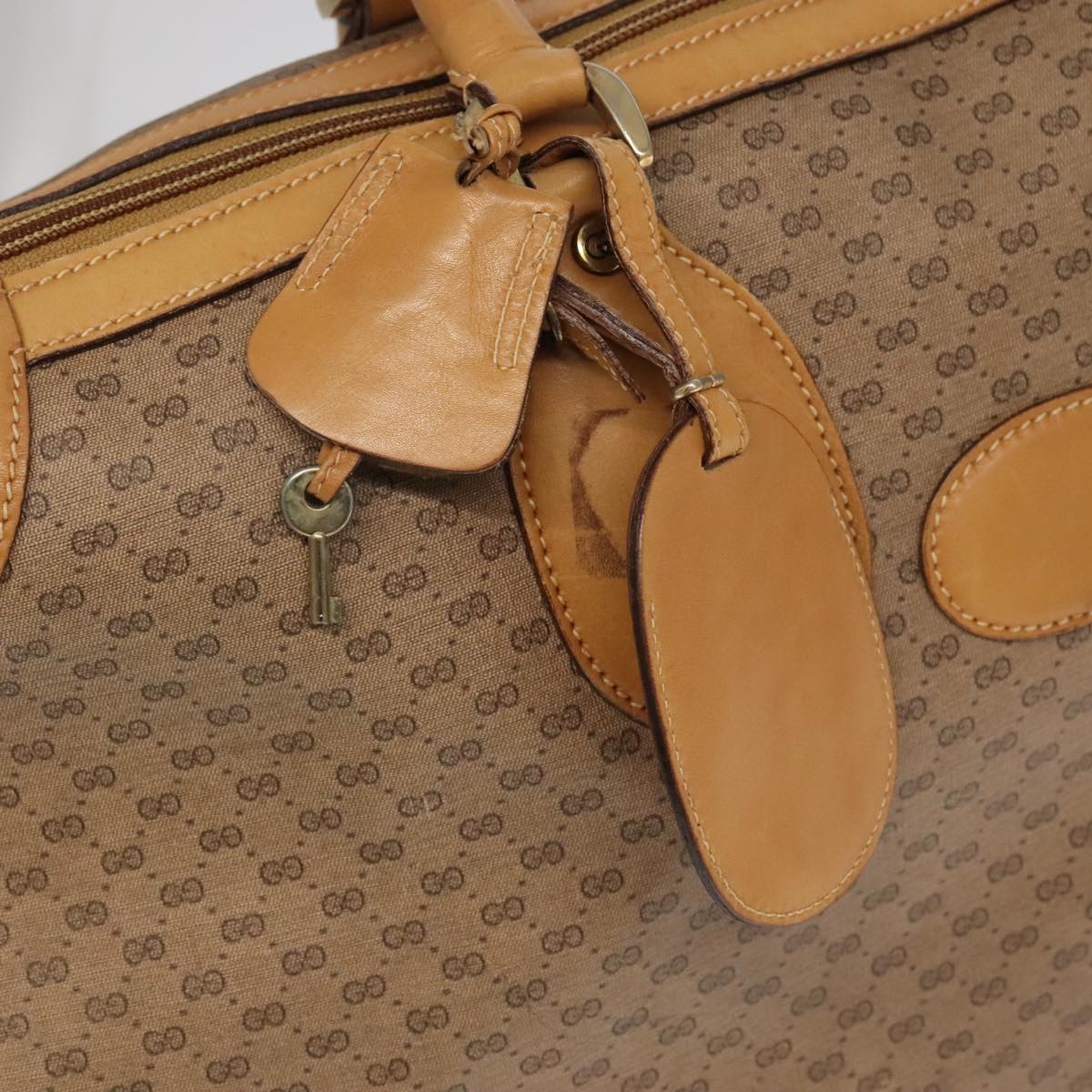 GUCCI Micro GG Canvas Boston Bag PVC Leather 2way Beige 99419