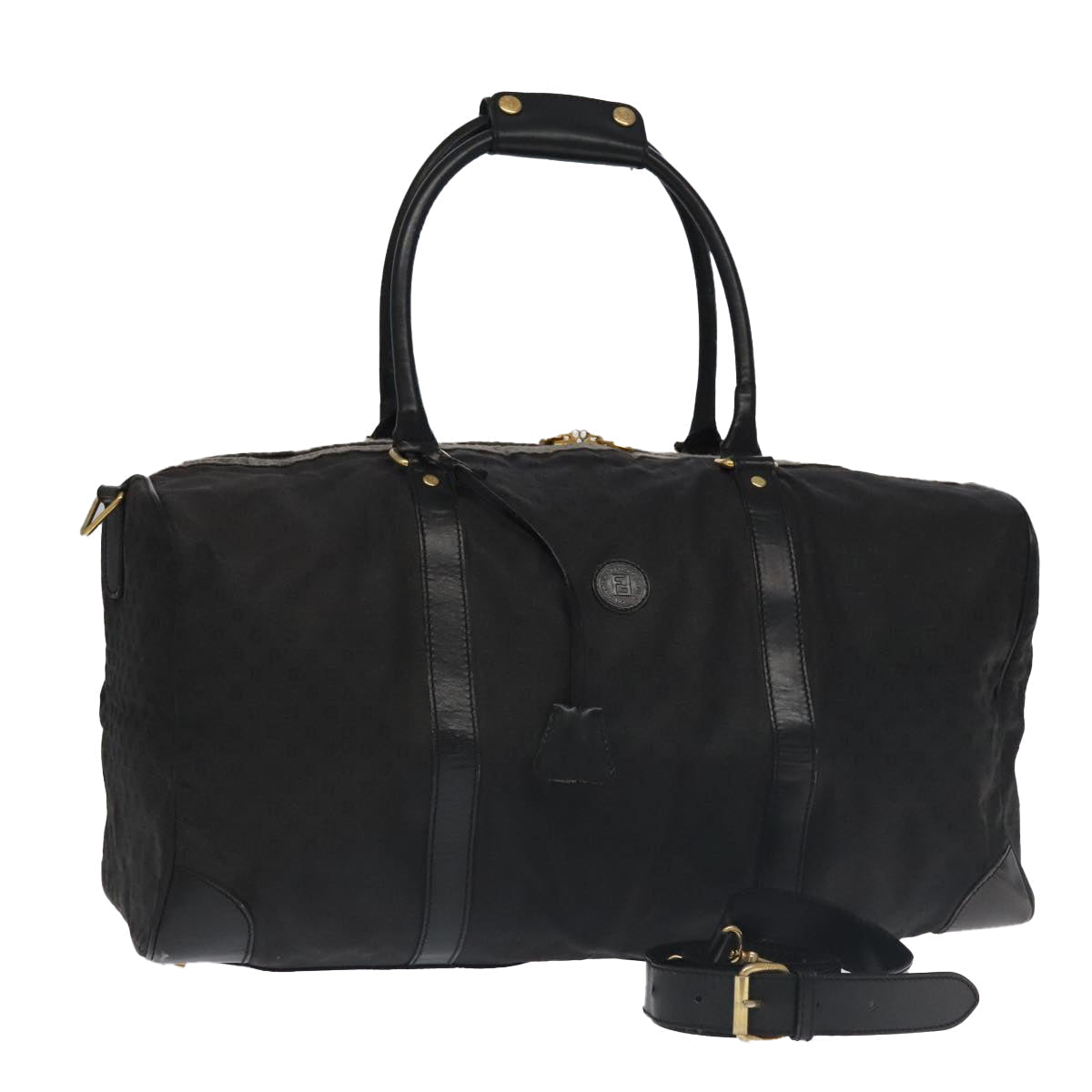 FENDI Zucchino Canvas Boston Bag Coated Canvas 2way Black 99424