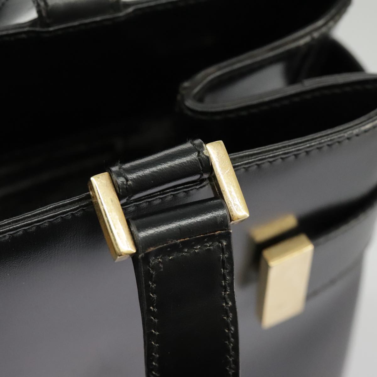 GUCCI Hand Bag Enamel 2way Black Gold 000 2046 0562 99537