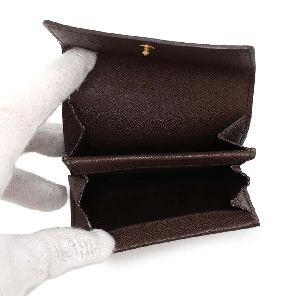LOUIS VUITTON Porte Monnaieãƒ»Plat Brown N61930 Damier Ebene Canvas
