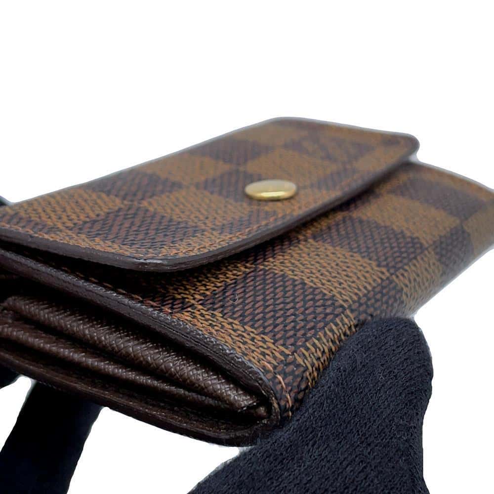 LOUIS VUITTON Porte Monnaieãƒ»Plat Brown N61930 Damier Ebene Canvas
