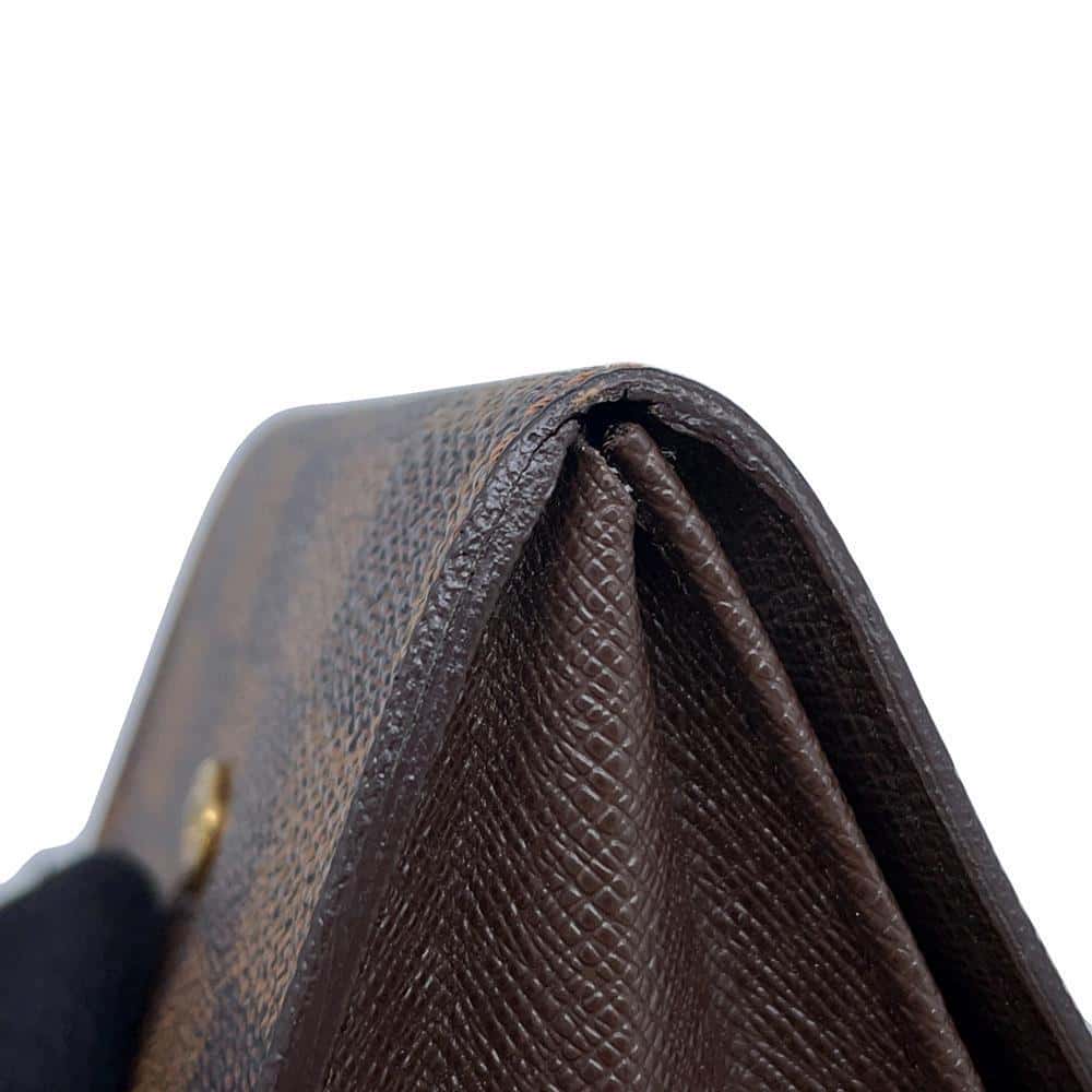 LOUIS VUITTON Porte Monnaieãƒ»Plat Brown N61930 Damier Ebene Canvas