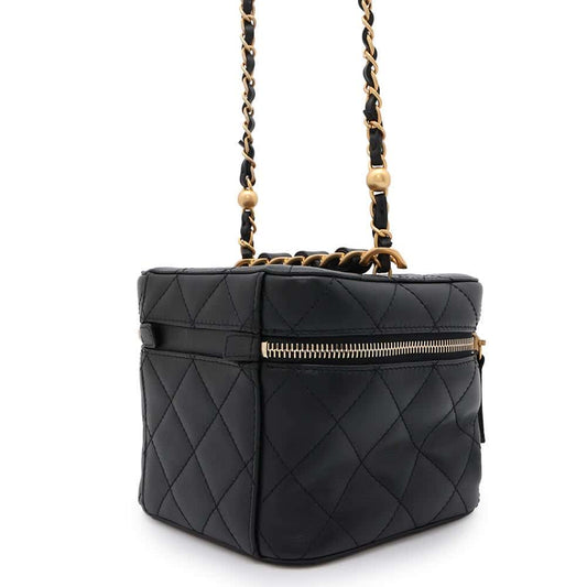 CHANEL Matelasse Vanity ChainShoulder Bag BlackAS3228 Calf Leather