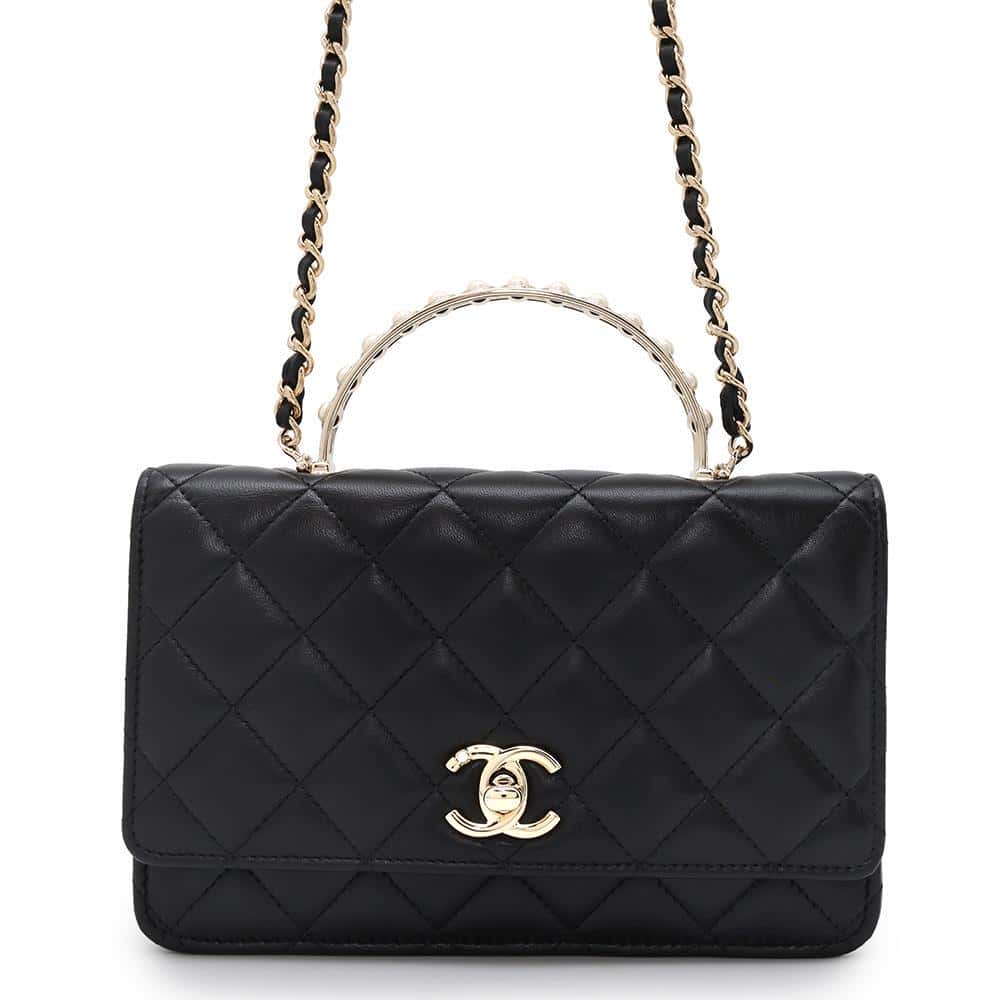 CHANEL Costume Pearl Chain Wallet BlackAP3952 Lambskin