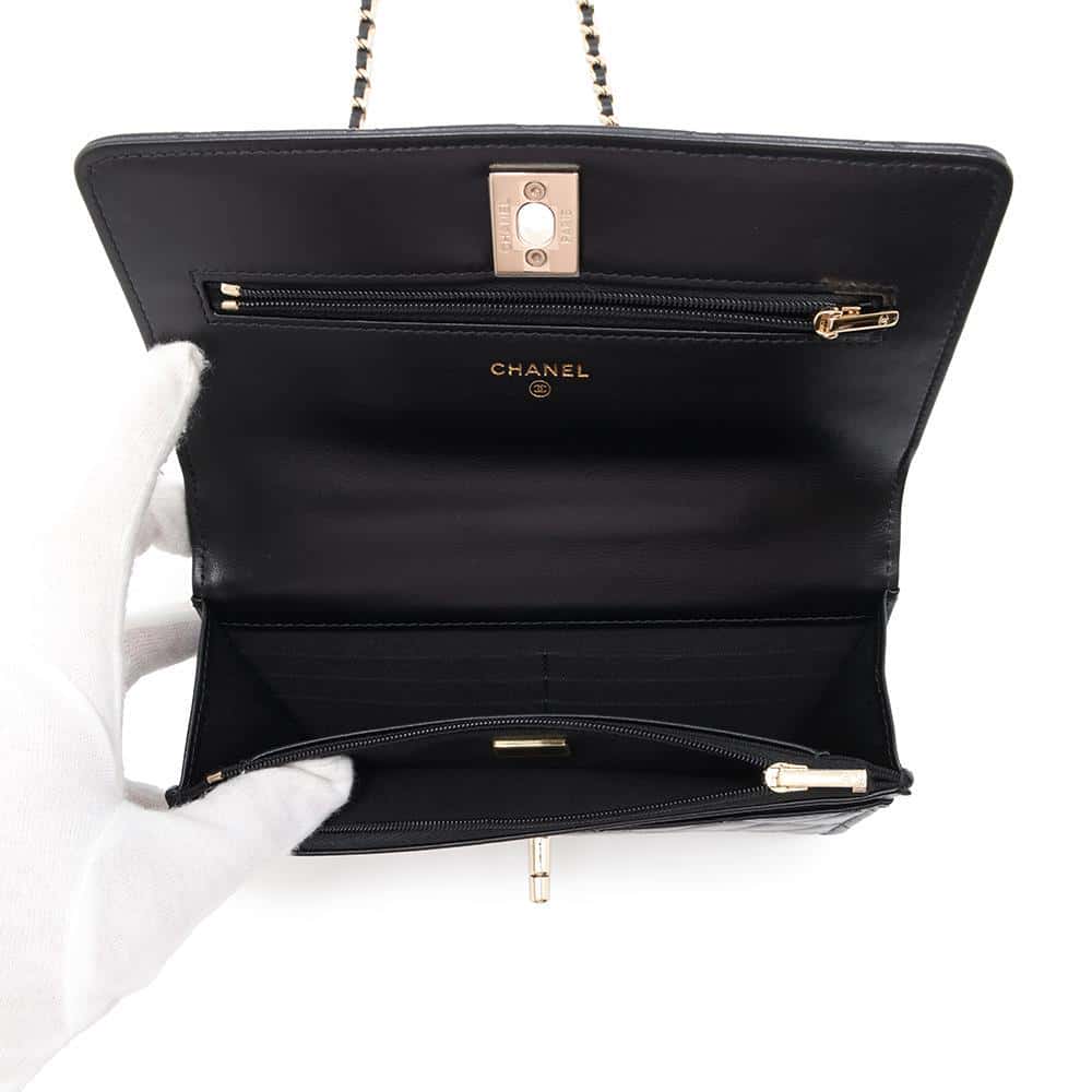 CHANEL Costume Pearl Chain Wallet BlackAP3952 Lambskin