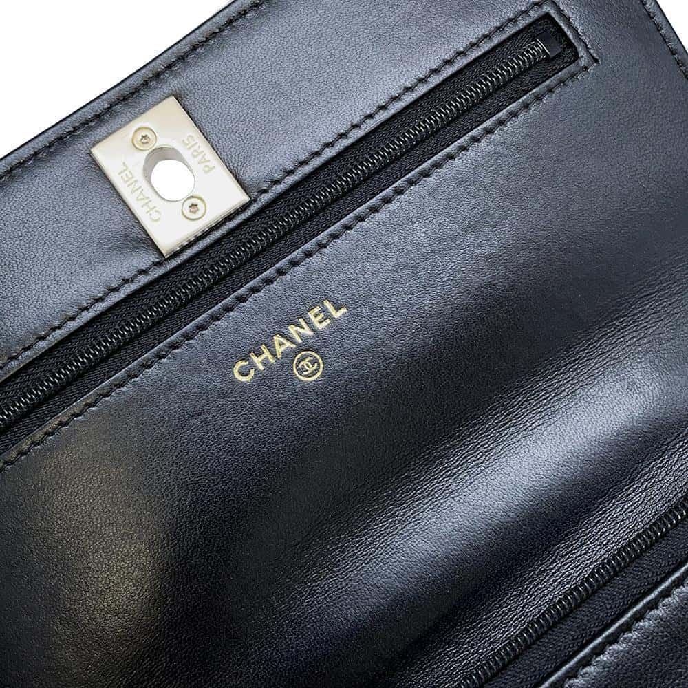 CHANEL Costume Pearl Chain Wallet BlackAP3952 Lambskin