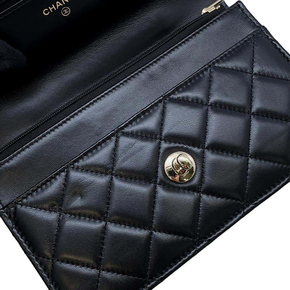 CHANEL Costume Pearl Chain Wallet BlackAP3952 Lambskin