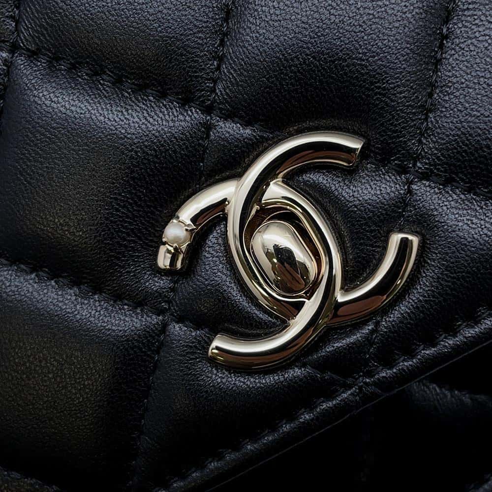 CHANEL Costume Pearl Chain Wallet BlackAP3952 Lambskin