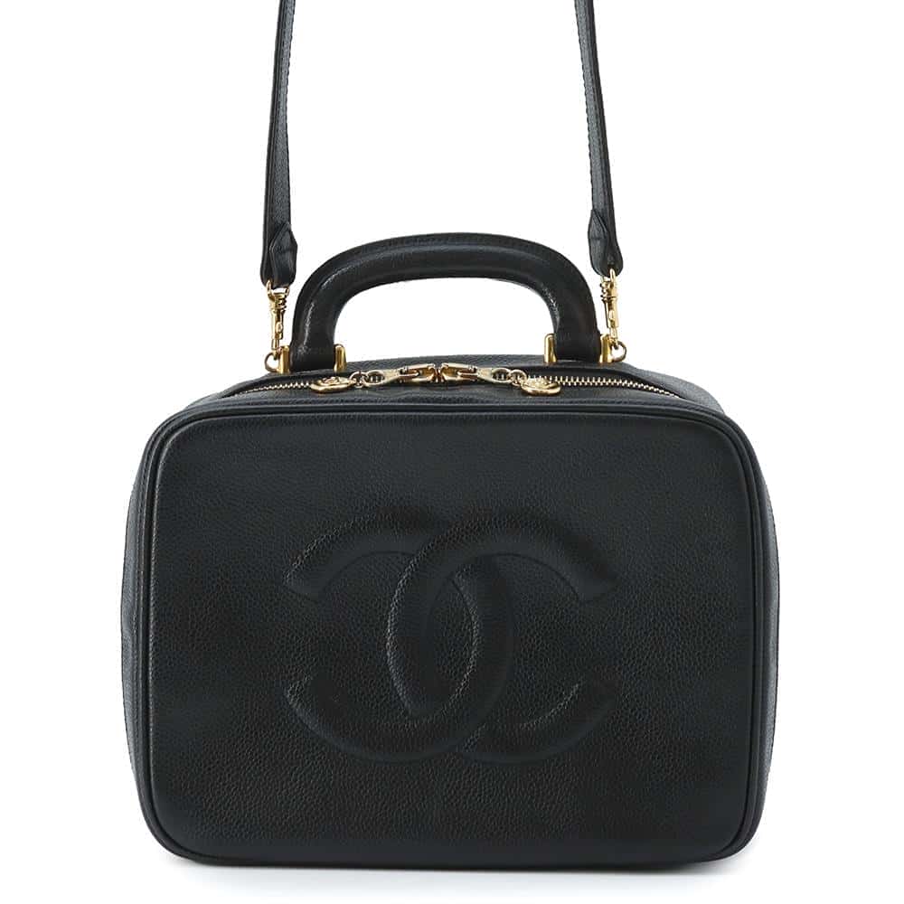 CHANEL top handle vanity bag BlackA07061 Caviar Leather