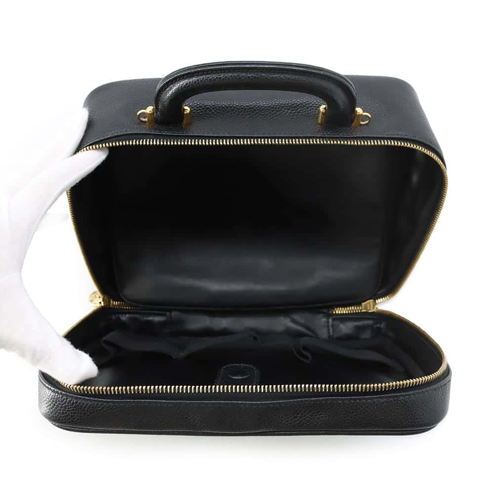 CHANEL top handle vanity bag BlackA07061 Caviar Leather